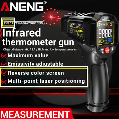 ANENG TH202 TH203 Infrared Thermometer Gun -50C to 600C Multi-Point Laser LCD Backlit Display Adjustable Emissivity High Accuracy Temperature