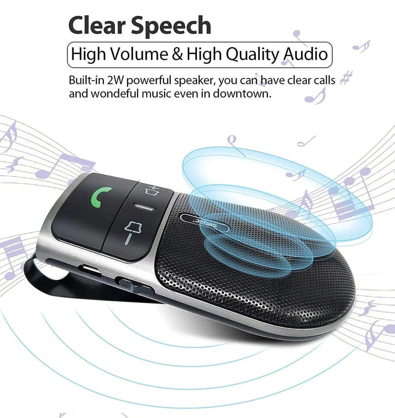 Sunitec Car Bluetooth Speakerphone for Safe Driving Support Siri Google Assistant Voice Calls/Motion Auto ON Off Sun Visor Car Bluetooth