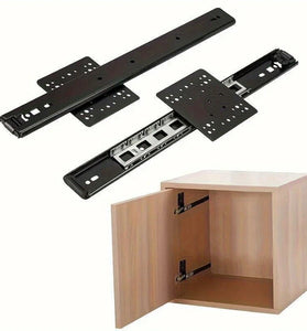 Telescopic Concealed Side Insert Swivel Slides 12 Inch Chrome Plated Steel Smooth Sliding Heavy Duty Cabinet Door Rails Furniture Hardware Quiet Anti Collision Design 12kg Load