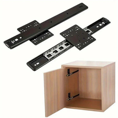 Telescopic Concealed Side Insert Swivel Slides 12 Inch Chrome Plated Steel Smooth Sliding Heavy Duty Cabinet Door Rails Furniture Hardware Quiet Anti Collision Design 12kg Load