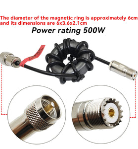 Shortwave Magnetic Ring 1.8-54MHz HF Radio Anti-Interference Current Balun Power Rating 200W 500W M-Type Connector Signal Amplifier
