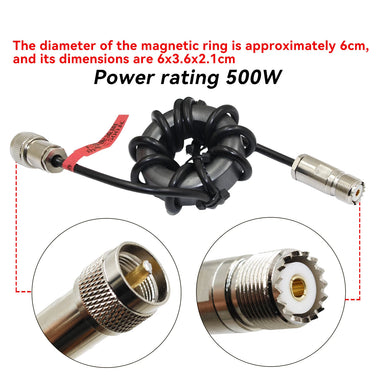 Shortwave Magnetic Ring 1.8-54MHz HF Radio Anti-Interference Current Balun Power Rating 200W 500W M-Type Connector Signal Amplifier