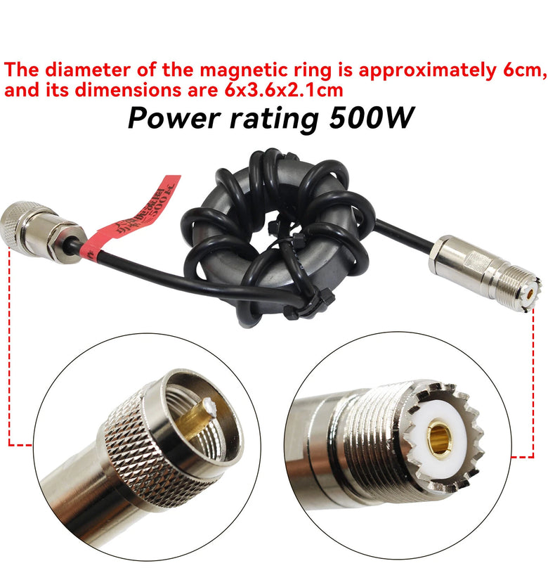 Shortwave Magnetic Ring 1.8-54MHz HF Radio Anti-Interference Current Balun Power Rating 200W 500W M-Type Connector Signal Amplifier