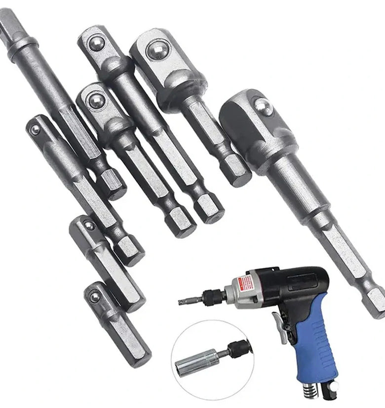 8PCS Set Of Electric Screw Wind Batch Conversion Joint Transfer Rod 1/2 Screwdriver Square Head 3/8 1/4 Hexagonal Rod