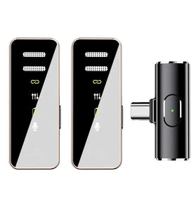 S18 1-to-2 2.4G Wireless Lavalier Microphone DSP Noise Cancelling Plug and Play Lapel Mic for Video Recording Interview