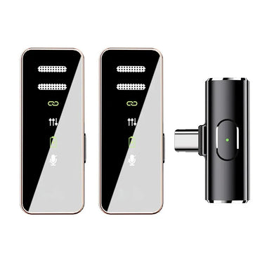 S18 1-to-2 2.4G Wireless Lavalier Microphone DSP Noise Cancelling Plug and Play Lapel Mic for Video Recording Interview