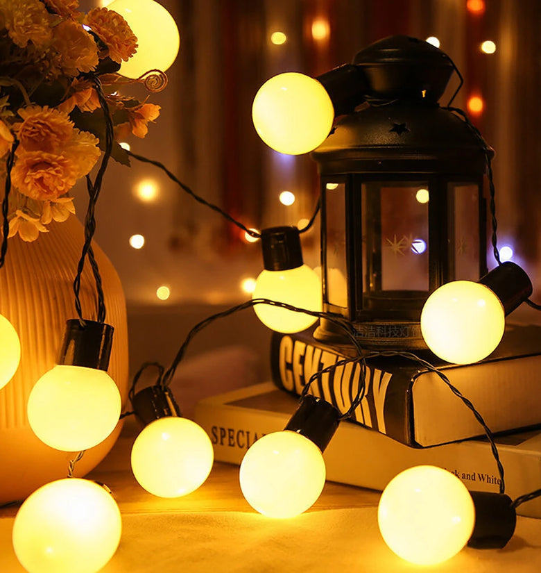 5m 20LED/ 10m 40LED Globe String Lights Portable Battery & USB Powered Waterproof Warm Glow For Camping Tent & Party Decoration