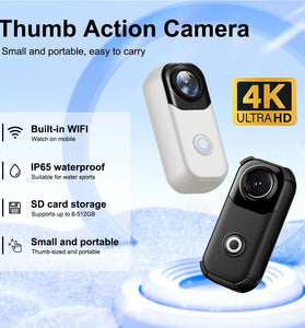 MZ01 4MP WIFI Thumb Action Camera 4K Ultra HD Wide Angle IP65 waterproof 800mAh Battery Portable Mini Sport Cam with App Remote Control for Video Recording Vlog