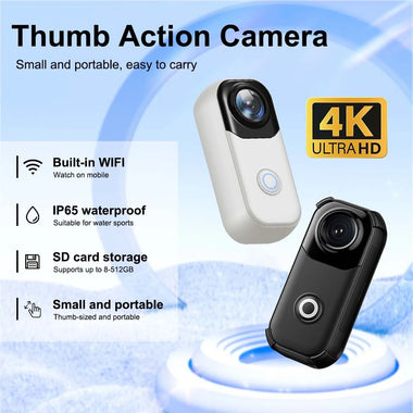MZ01 4MP WIFI Thumb Action Camera 4K Ultra HD Wide Angle IP65 waterproof 800mAh Battery Portable Mini Sport Cam with App Remote Control for Video Recording Vlog