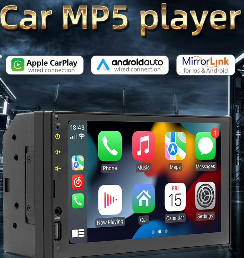 FX2 Car Multimedia Player 7 Inch Screen MirrorLink Android Auto Apple CarPlay Bluetooth GPS Navigation FM Radio 2 Din MP5 Player Head Unit
