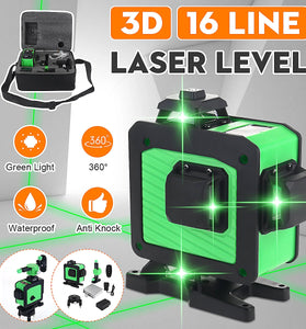 16 Line 360 Horizontal Vertical Cross 3D Green Light Laser Level Self-Leveling Measure Super Powerful Laser Beam