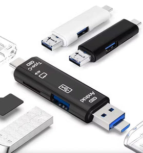 5-in-1 Multifunction USB 2.0 Type-C USB Micro USB SD TF Memory Card Reader for iPhone Android Computer Dock OTG Type-C Adapter