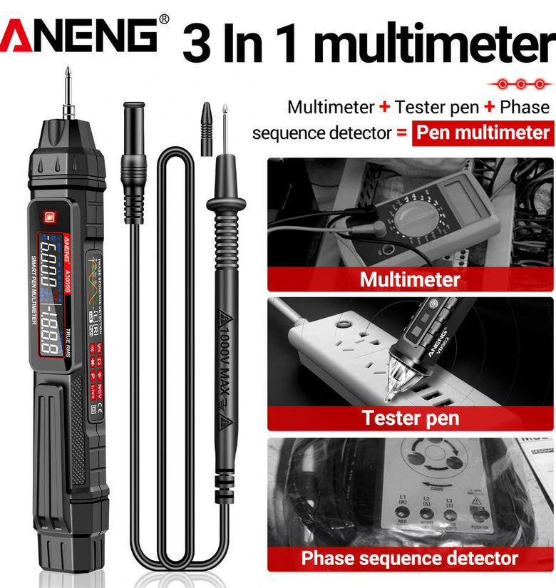 ANENG A3005B A3005BPro Digital Multimeter Smart Pen Type Multi-Functional Tester with Battery Standard/High Configuration Long-Lasting Performance