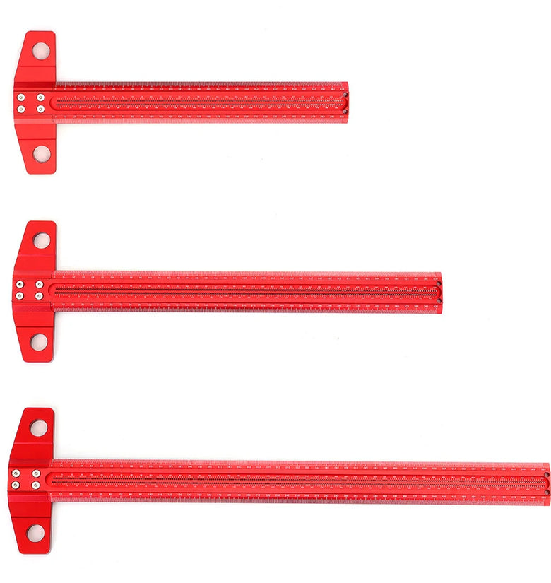 VEIKO 300/400/500/600mm Woodworking Line Scriber T-type Ruler 1mm Hole Crossed Ruler Aluminum Alloy Marking Gauge