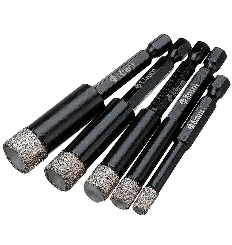 Drillpro 6-14mm Vaccum Brazed Diamond Dry Drill Bits Hole Saw Cutter for Granite Marble Ceramic Tile Glass