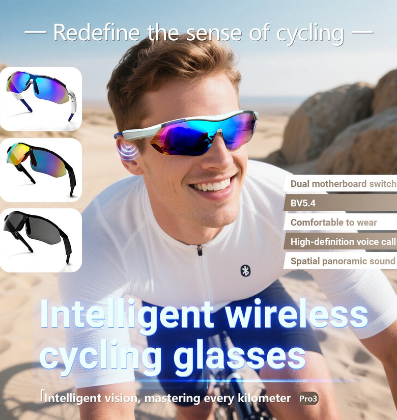 Bakeey QY Pro3 Smart bluetooth 5.4 Cycling Glasses with AI Voice Assistant 360 Surround Sound Magnetic Charging UV Protection for Outdoor Sports