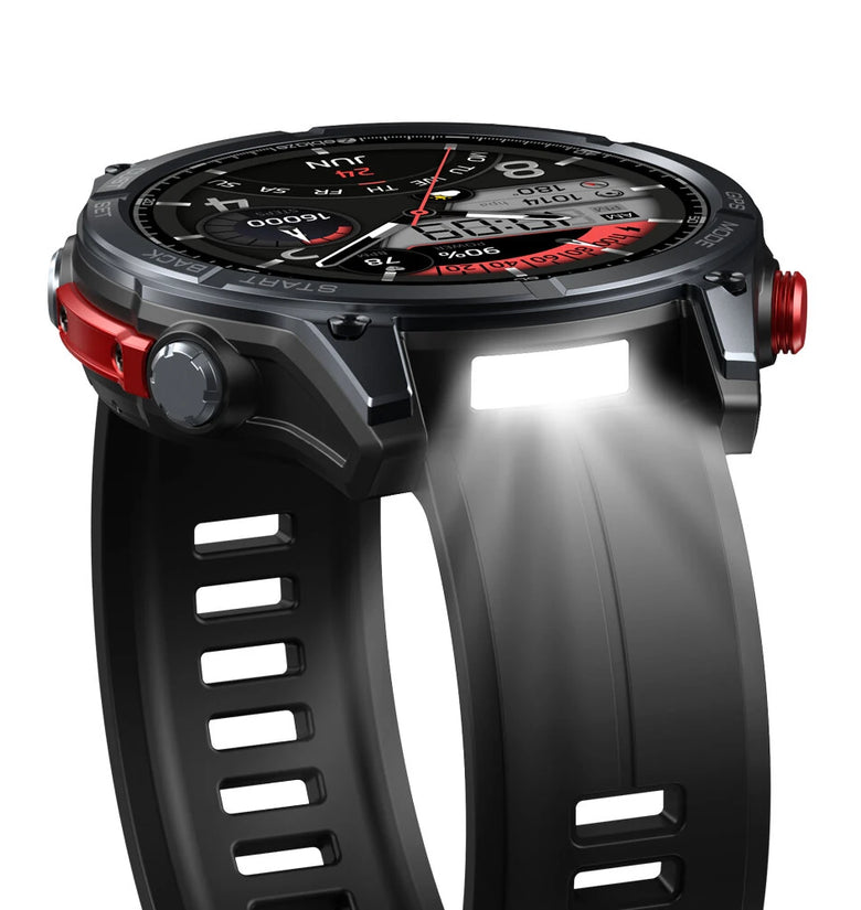 [World Premiere]Zeblaze Stratos 4 1.43-inch AMOLED GPS 5ATM&IP69K Waterproof Built-in Flashlight Compass&Barometric Altimeter 60 days Battery Life Voice Assistant bluetooth Call Heart Rate SpO2 Monitor Sleep Monitoring Multi-sport Modes Smart Watch