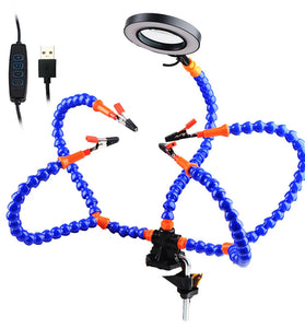 3 Holes 5 Arms Multifunctional Welding Bracket Arm Third Hand Universal Welding Table Simple Model Standard Usb Light Magnifying Glass For Welding Assembly Repair Model