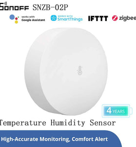 Sonoff SNZB-02P Zigbee 3.0 Temperature and Humidity Sensor High Precision Swiss Sensor Custom Alerts Historical Insights Versatile Mounting Alexa Compatible