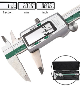 150mm Stainless Steel LCD Screen Display Digital Caliper 6 Inch Fraction / MM / Inch High Precision Stainless Steel LCD Vernier Caliper