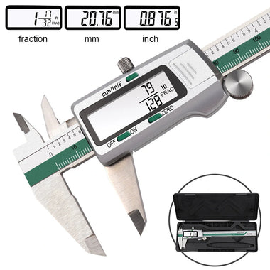 150mm Stainless Steel LCD Screen Display Digital Caliper 6 Inch Fraction / MM / Inch High Precision Stainless Steel LCD Vernier Caliper