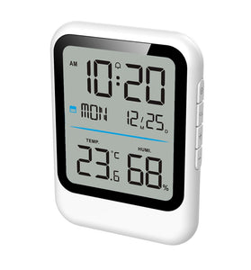 8007C Multifunctional Digital Alarm Clock with Large LCD Display Temperature Humidity Monitor Alarm Clock Calendar for Bedroom Office Home Use