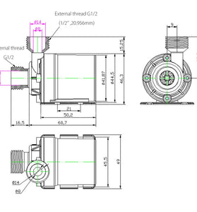 800L/H 12V DC 5M Submersible Hot Water Circulation Pump Solar Brushless Motor