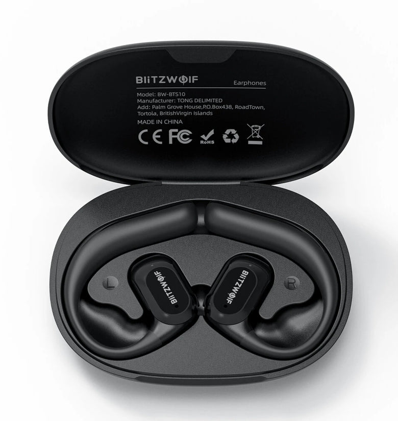 BlitzWolf BW-BTS10 OWS bluetooth Earbuds Bone Conduction Earphone IPX8 Waterproof Low Latency Game Open Ear Earhooks Sports Headphones with Mic