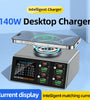 Bakeey WLX-X9S 140W 8-Port USB PD Charger 4USB-A+4USB-C PD QC3.0 Fast Wireless Charging Desktop Charging Station Support Digital Display EU Plug US Plug for iPhone 16 16 Pro 15 14 13 Pro Max for Xiaomi 15 Ultra for Samsung Galaxy S25 Ultra
