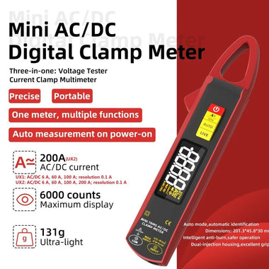 BSIDE UX1 UX2 Digital Clamp Meter True RMS 6000 Counts AC/DC 6A/60A/100A/200A Auto Range Color Screen NCV LoZ Dual Display