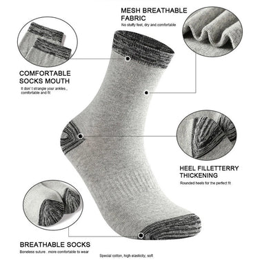 6 Pair Autumn Winter Men Socks Cotton Leisure Business Long Socks Walking Running Hiking Warm Socks For Male Plus Size 42-48