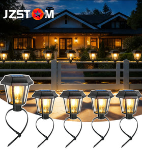 8pcs/pack JZSTOM Solar Tungsten Filament Lamp 3000K Outdoor Garden Lights Waterproof IP65 Fence Lighting Auto On/Off Warm White Decorative Lighting