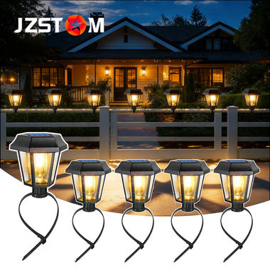 8pcs/pack JZSTOM Solar Tungsten Filament Lamp 3000K Outdoor Garden Lights Waterproof IP65 Fence Lighting Auto On/Off Warm White Decorative Lighting