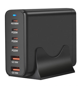 [GaN Tech] 200W 6-Port USB PD Charger 2USB-A+4USB-C Fast Charging Desktop Charging Station EU Plug for iPhone 15 14 13 for Huawei Mate60 Pro for Xiaomi Civi4 Pro for Samsung Galaxy S24