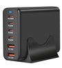 [GaN Tech] 200W 6-Port USB PD Charger 2USB-A+4USB-C Fast Charging Desktop Charging Station EU Plug for iPhone 15 14 13 for Huawei Mate60 Pro for Xiaomi Civi4 Pro for Samsung Galaxy S24