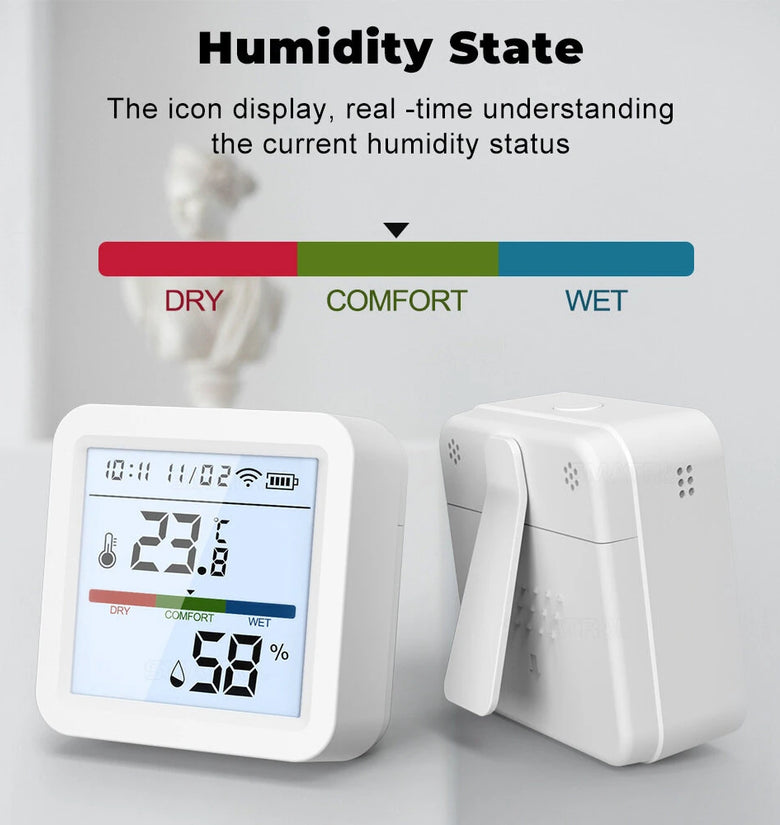 Tuya ZigBee3.0 Smart Home Temperature Humidity Sensor with Backlight LCD Display Voice Control with Alexa Google Home and Tuya Zigbee3.0 Hub Required