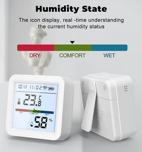 Tuya ZigBee3.0 Smart Home Temperature Humidity Sensor with Backlight LCD Display Voice Control with Alexa Google Home and Tuya Zigbee3.0 Hub Required