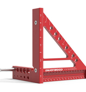 ENJOYWOOD 5 inch 3D Multi-Angle Measuring Ruler Square Ruler 22.5-90 Degree Protractor Protractor Hole Positioning Inch/MM Imperial Metric Durable Aluminum Alloy T-Type Triangle Scriber Tool Ideal for Engineers / Carpenters / Craftsmen
