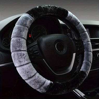 Car Steering Wheel Cover  Winter Warm Fluffy Plush Short Plush Universal 15-Inch Cute Cartoon Ear Shape Car Steering Wheel Protective Cover