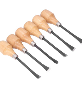 6pcs Wood Carving Chisel Set Ergonomic Beech Wood Handle Heat Treated Steel Blades Professional Woodworking Tools for DIY Craft Carving and Turning