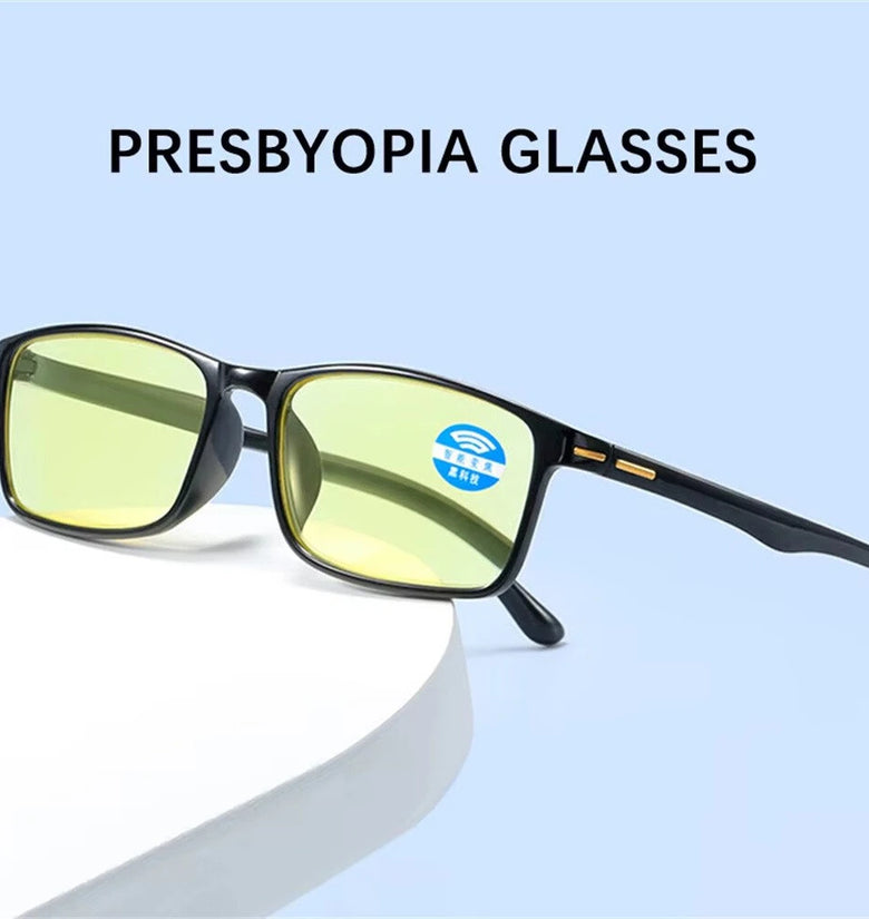 Universal +200 Night Vision/Transparent Reading Glasses for Men Women HD Anti-Blue Light Presbyopia Eyeglasses