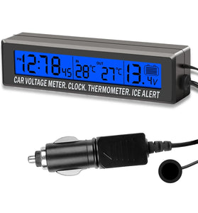 4 In 1 Clock Calendar Thermometer Car Multi-Function Color Screen Voltage With LCD Time Date Indoor And Outdoor Temperature Display