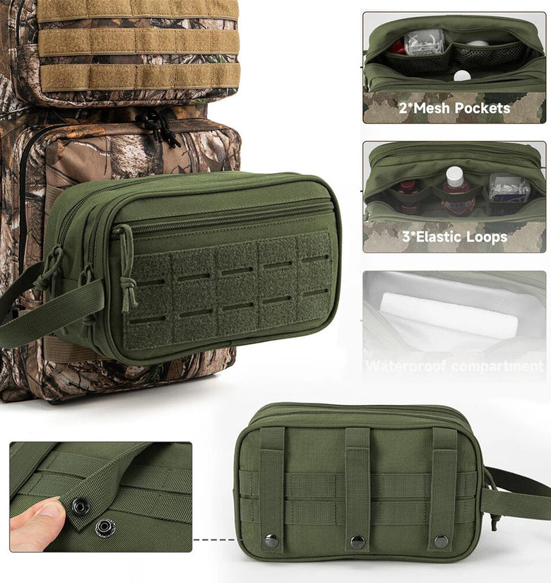 Men's Multifunctional Toiletry Bag Waterproof Compartment EDC Tool Storage Bag Skin Care Shaving Hygienic Organizer for Outdoor Travel Adventures