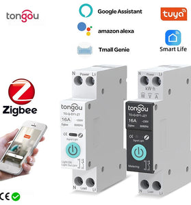 TO-Q-SY1-JZT Zigbe Din Rail Switch with Metering 32A-63A TUYA Smart Life APP & Voice Remote Control Real-Time Monitoring with Timing/Countdown Mode with Alexa Google Assistant