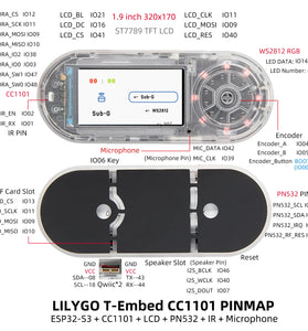 LILYGO T-Embed-CC1101 ESP32-S3 Development Board 1.9 Inch TFT LCD PN532 NFC RFID Wi-Fi Bluetooth Microcontroller