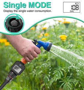 SGS05 Digital Water Flow Meter High Accuracy IP6X Waterproof Four-mode Measure Water Consumption and Flow Rate for Outdoor Garden Watering Irrigation Hose