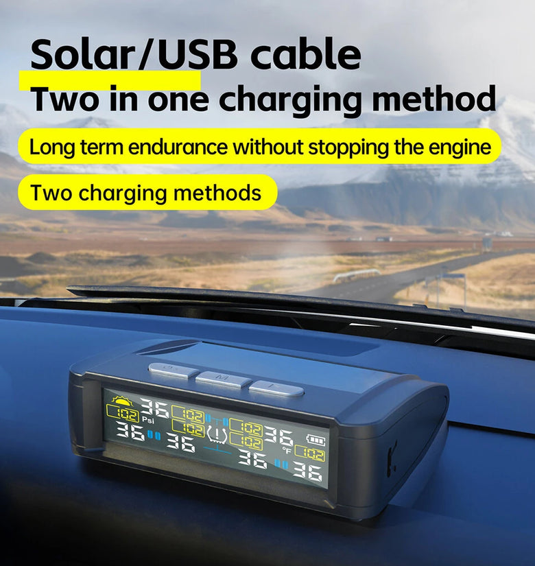 Tire Pressure Monitor System 6-Wheel Solar RV Tire Pressure Monitoring Supports Atmospheric Pressure Tire Pressure Monitoring System