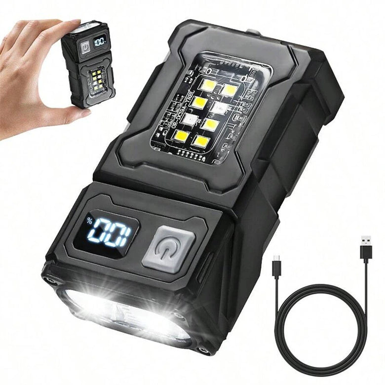 Mini Portable Keychain Light With Rotatable Head, Magnetic Base, Ideal For Repairing, Camping, Emergency, And Night Use