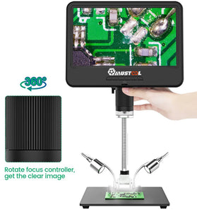 AD210 10" Digital Microscope 5X-260X Magnification Adjustable LCD for PCB/SMD 1080P Soldering Microscopio