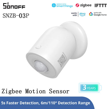 2Pcs SONOFF SNZB-03P Zigbee3.0 Motion Sensor 5-Seconds Faster Detection Smart Home Security Human Body Detection Smart Scene via eWeLink Work with Alexa Google Home
